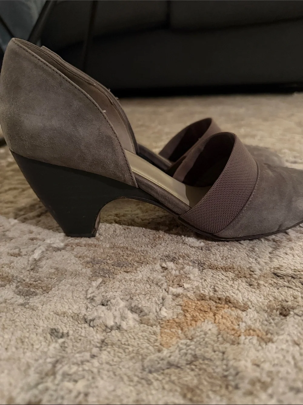 Eileen Fisher Gray Taupe Suede D'Orsay Flats